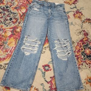 AE Curvy Baggy Straight Jeans Size 14 Short NWT